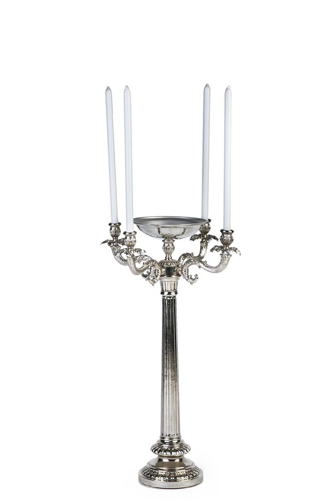 4 Arm Candelabra with Floral Bowl