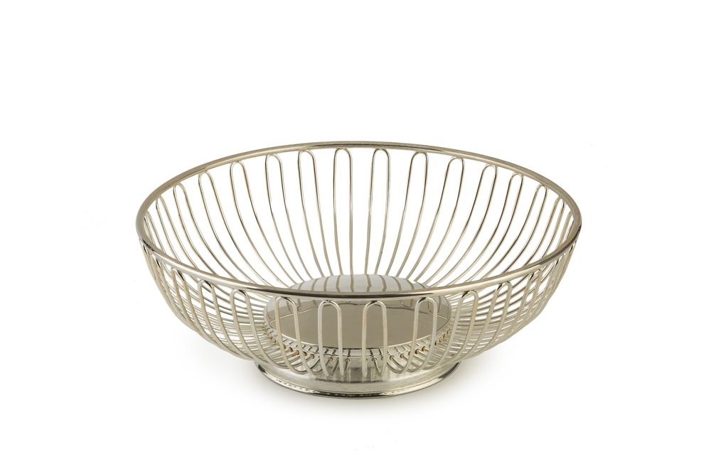 Round Silver Bread Basket