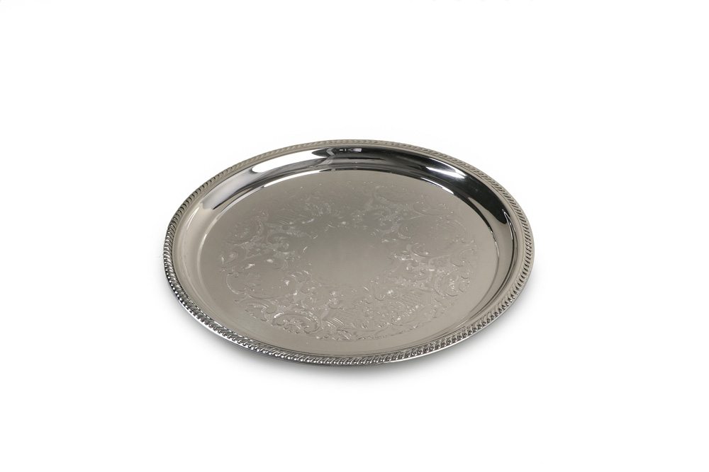 15" Round Silver Tray